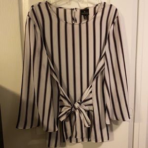 Worthington tie-waist striped blouse